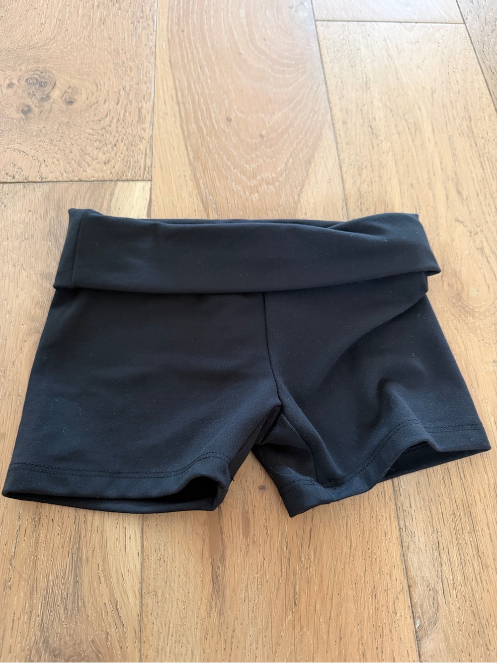 Girls Black Fold-Over Waist Athletic Shorts